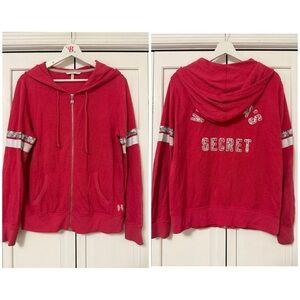 VICTORIA’S SECRET VSP SEQUIN LOGO FULL ZIP SWEATER Jacket SIZE Medium Y2K Inspir